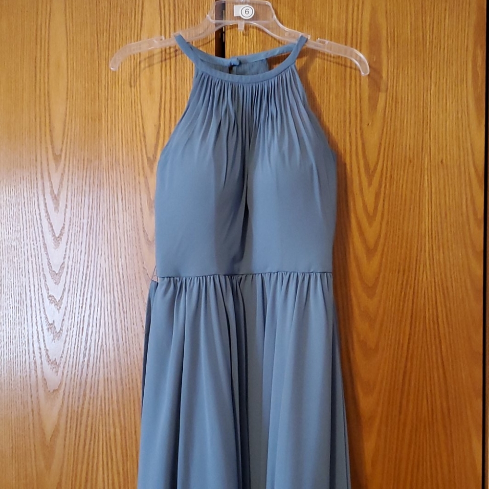Slate blue bridesmaids dress (Erica 28277)